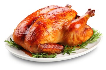 Roasted Chicken On Isolated White Background