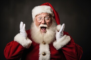 Santa Claus Expresses Joyful Surprise With Hands On Face