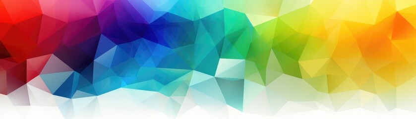 Obraz premium Banner of abstract geometric rainbow triangles on white