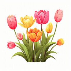 Tulip Flower Bed Clipart isolated on white background