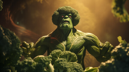 Ancient and mystical broccoli titan or god from a vegetable religion - obrazy, fototapety, plakaty