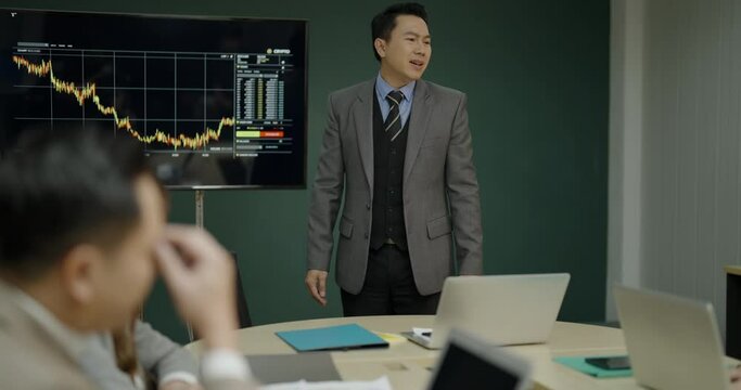 Business concept of 4k Resolution. Business people meeting with partners in conference room.