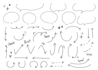 手書きのふきだしと矢印やあしらいセット