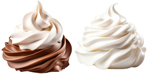 chocolate and vanilla whipped cream on a transparent background - obrazy, fototapety, plakaty