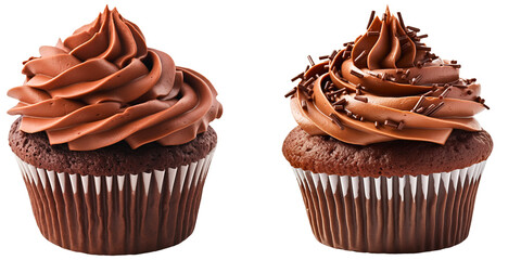 Chocolate cupcake on a transparent background