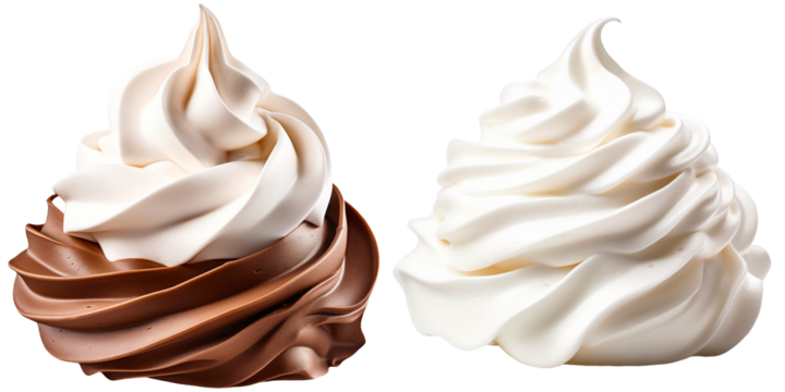 chocolate and vanilla whipped cream on a transparent background