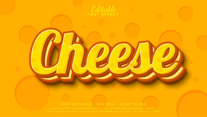 Editable text effects. Cheesecake 3d text template for food branding or advertising