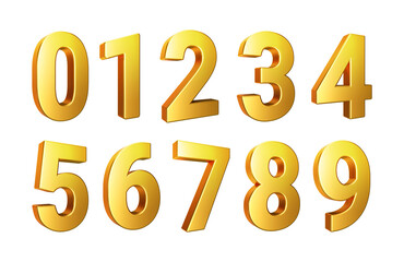 Alphabet. Set of golden 3d numbers isolated on a transparent background. 3d illustration. png.