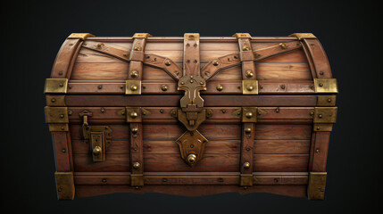 Vintage Treasure Wooden Chest on white background