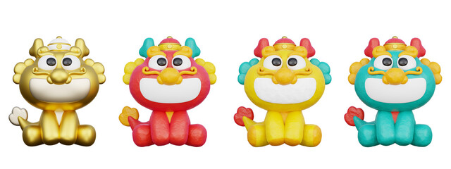 3D Cute chinese dragon, Happy chinese new year 2024, Year of the Dragon, 3d rendering.