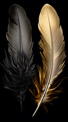 Background with black and gold feathers