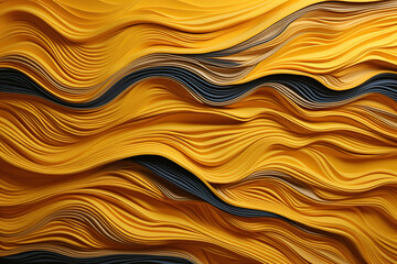 Fototapeta premium Wave patterns with yellow cut paper texture. Abstract background. Generated by artificial intelligence