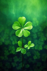 Green clover leaves on a dark background. St.Patrick's Day.