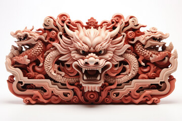 Dragon inspired architectural carving for New Year parades isolated on a white background 