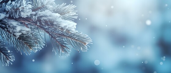 Winterzauber: Schneebedeckte Tannenzweige vor weißem Hintergrund – Beitragsbild