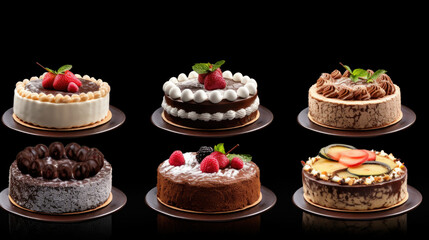 Obraz na płótnie Canvas Set of different delicious cakes isolated on white