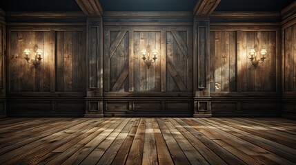  A vintage empty room with old woodle wall - obrazy, fototapety, plakaty