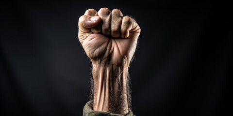 Hands uplifted in a demonstration of dissent - obrazy, fototapety, plakaty