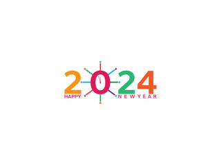 2024 Happy New Year Logo vector design. colorful and trendy new year 2024 design on white background.