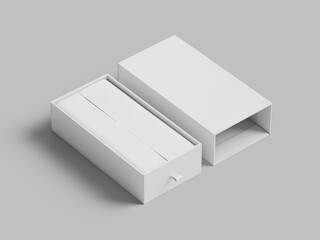 White Blank Gift Box Slide Mockup 3D Rendered