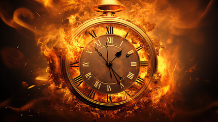 burning fire clock