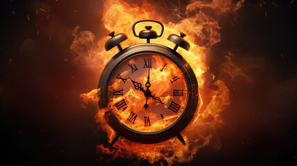 alarm clock on fire