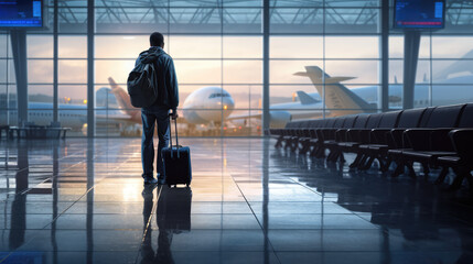 silhouette of a person at the airport