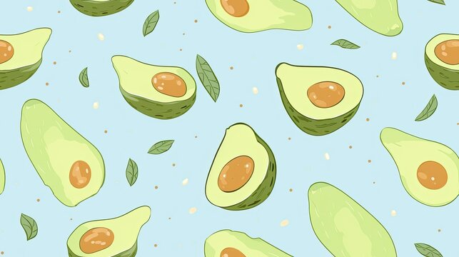A varity of acocado seemless pattern background texture