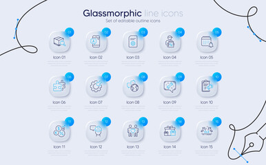 Set of Surprise boxes, Inflation and Friends couple line icons for web app. Ab testing, File settings, Spanner icons. Seo gear, Puzzle, Megaphone checklist signs. Search package, Foreman. Vector