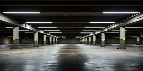An unoccupied multi-level parking garage - obrazy, fototapety, plakaty