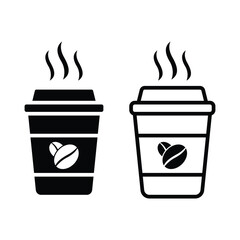 Coffee icon black and white. Hot coffee