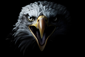Eagle face portrait on dark background
