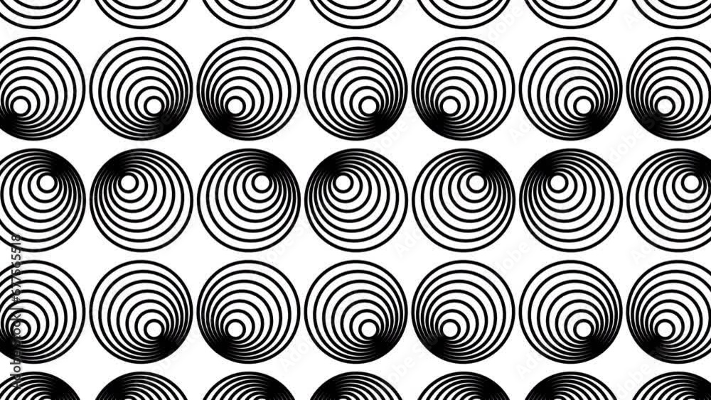 Wall mural abstract creative motion circular pattern geometric shape monochrome background. video animation ult