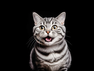 Portrait shot of american shorthair cat.studio background.pet and relationship concepts
