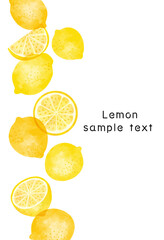 透明感のあるカットレモンのフレームイラスト素材
Transparent Cut Lemon Frame Illustration Material
 - obrazy, fototapety, plakaty