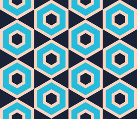 seamless pattern tile hexagonal grid japanses style blue shades - 677566305