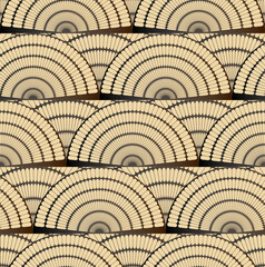 fans rows asian style seamless pattern sepia shades - 677566356