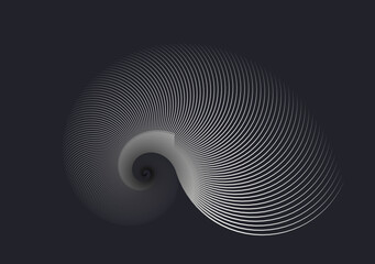 graphic swirling shell in dark silver shades