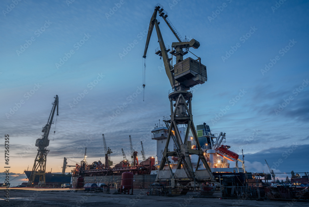 Wall mural industrial areas of the shipyard in Szczecin in Poland