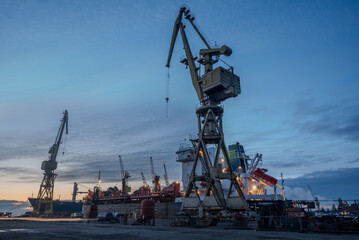 industrial areas of the shipyard in Szczecin in Poland