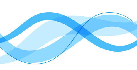 Transparent flat blue wavy lines flowing border background illustration