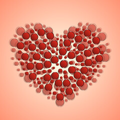 Abstract heart with red circles. Valentine's Day symbol. Vector Illustration