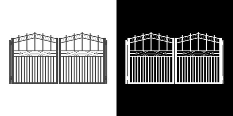 black and white gate - obrazy, fototapety, plakaty