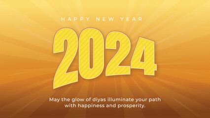 2024 New Year themed banner, minimalist design with retro colors. logo majesty design, editable new year design
