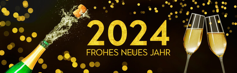 2024 Frohes neues Jahr - obrazy, fototapety, plakaty
