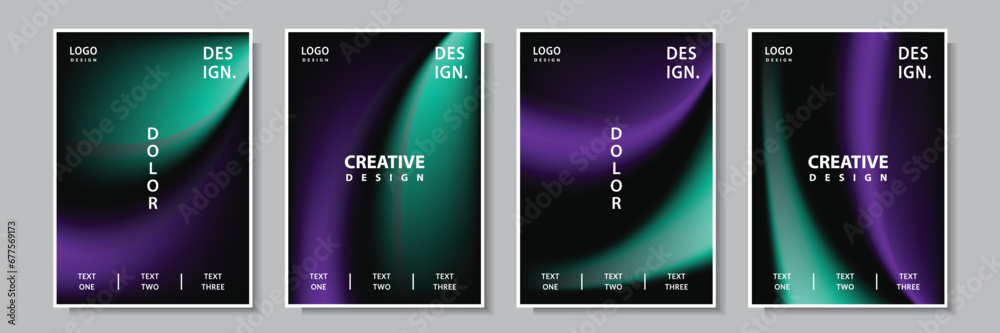 Wall mural modern abstract wave gradation color cover template background set collection design vector