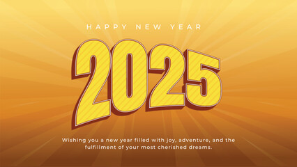 2025 New Year themed banner, minimalist design with retro colors. logo majesty design, editable new year design