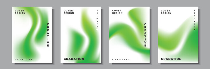 green abstract wavy business cover collection vector graphic - obrazy, fototapety, plakaty