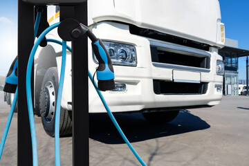 Electric truck with charging station. Concept.