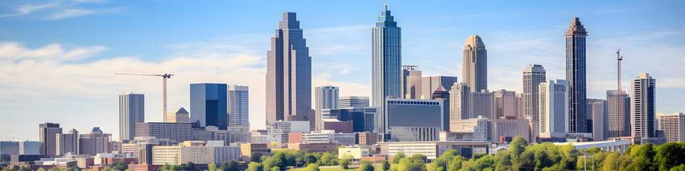 Fototapeta na wymiar Aerial view city of Atlanta with building and blue sky 